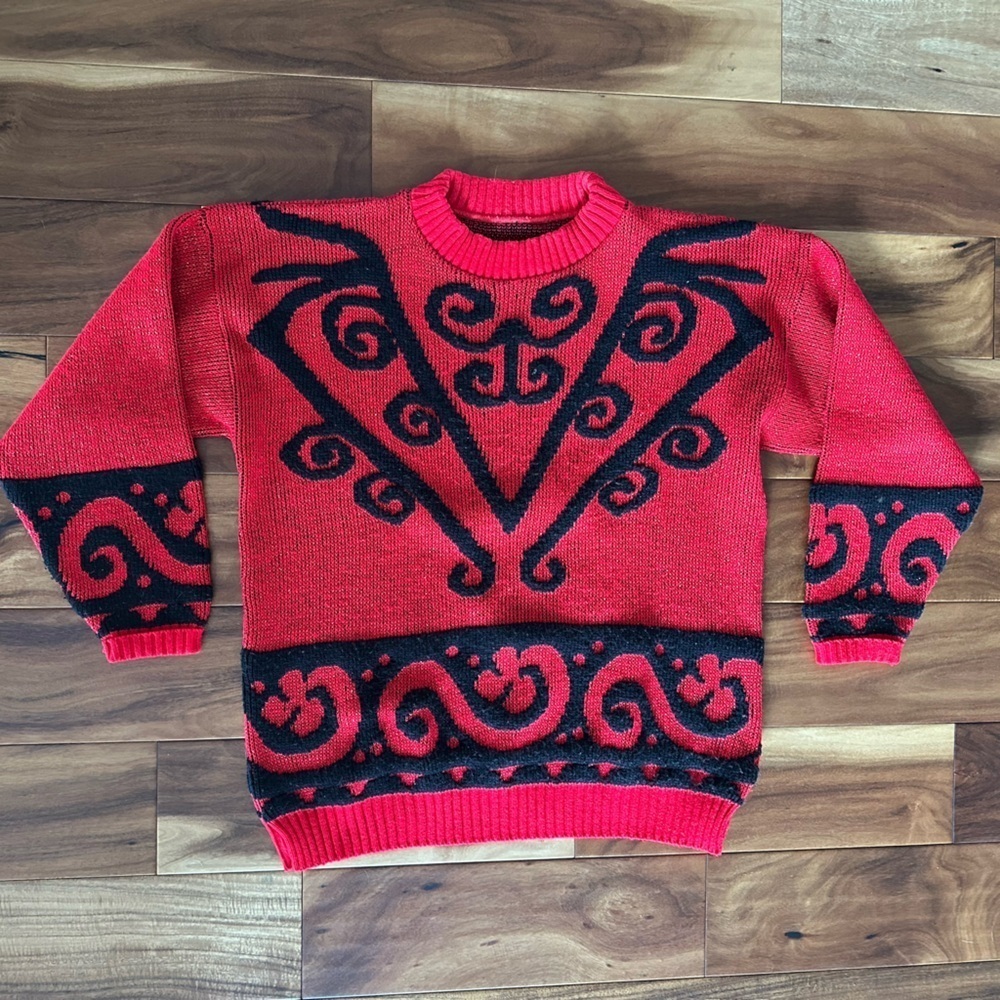 Vintage Red & Black Sweater size Large
